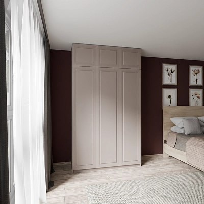 Шкаф с антресолью и фрезерованными фасадами Марс Кашемир (Оргей)